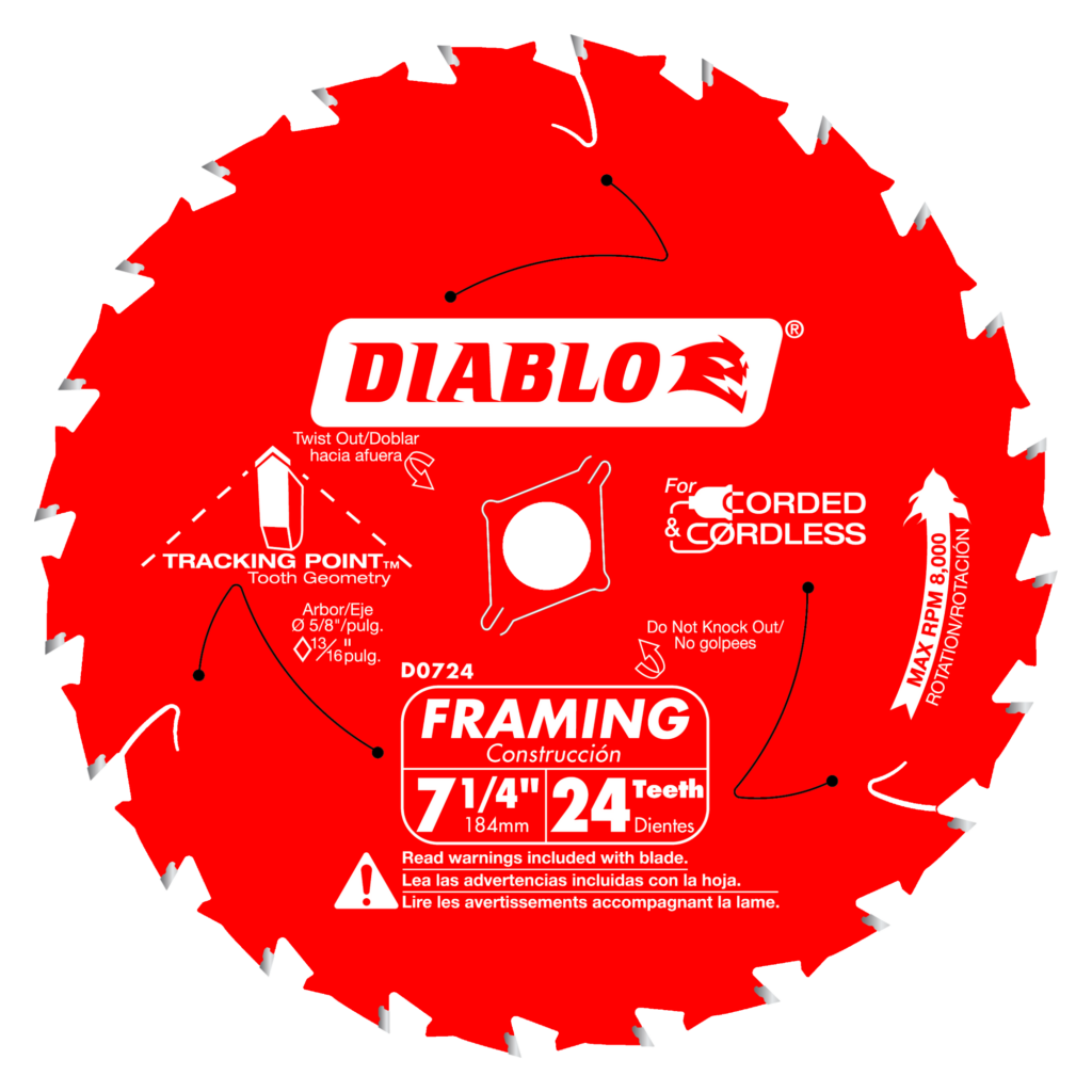 7-1/4" x 24-Teeth Framing Saw Blade for Wood