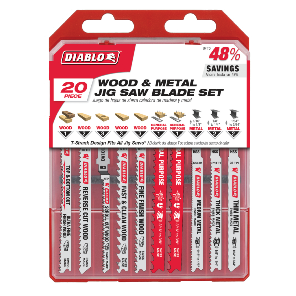 Jig Saw Blade Set for Wood, Metal and Plastics (20-Piece)