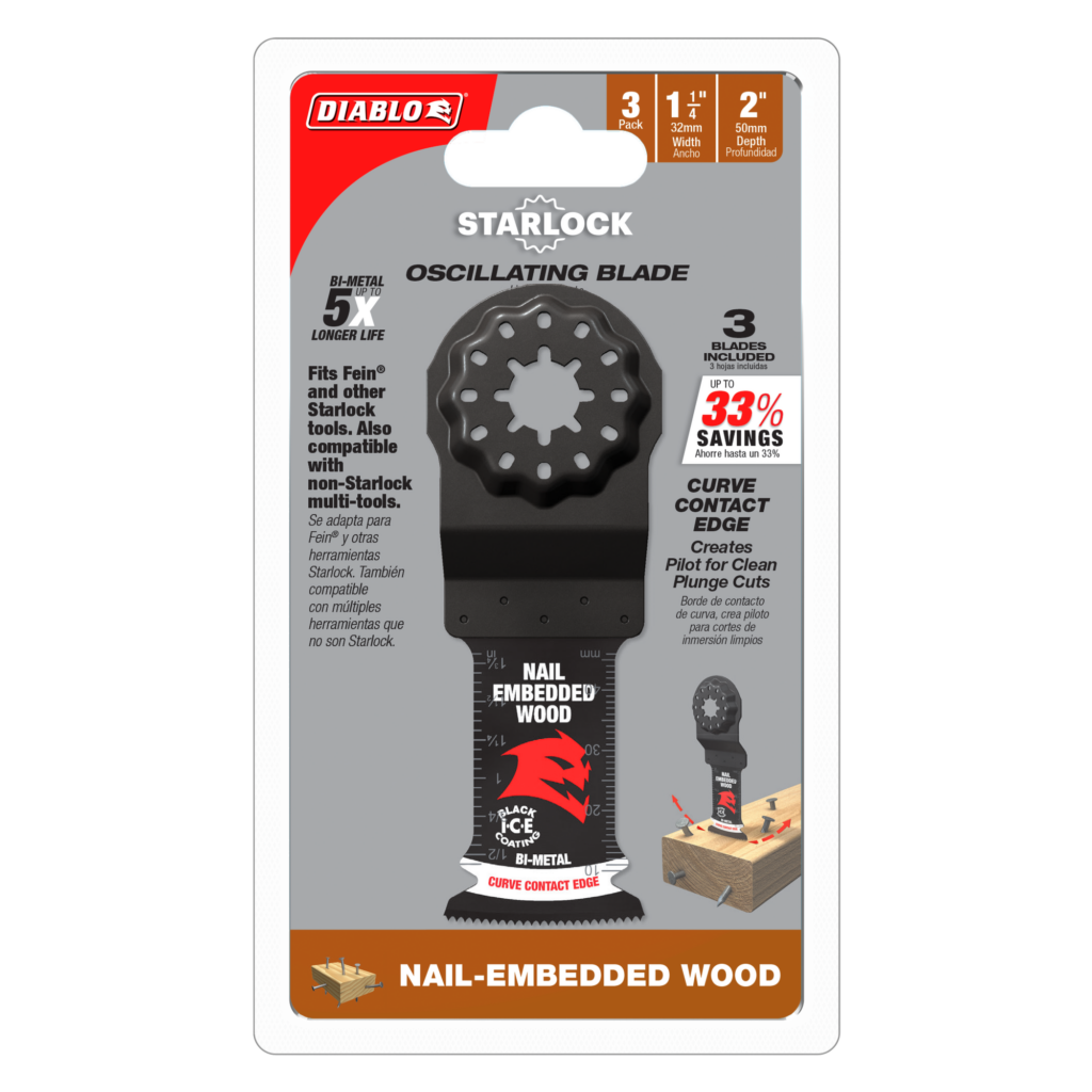 1-1/4" Demo Demon™ Starlock Bi-Metal Oscillating Blades for Nail-Embedded Wood (3-Pack)