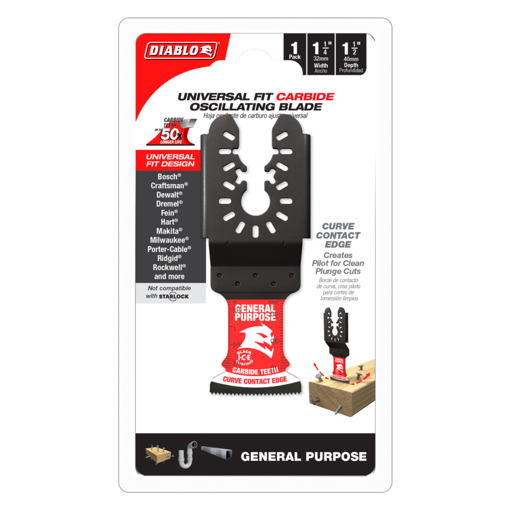 1-1/4" AMPED™ Demo Demon™ Universal Fit Carbide Teeth Oscillating Blade for General Purpose Cuts