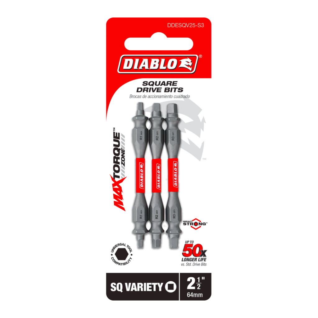 2-1/2" Assorted Double-Ended Square Drive Bits (3-Piece)