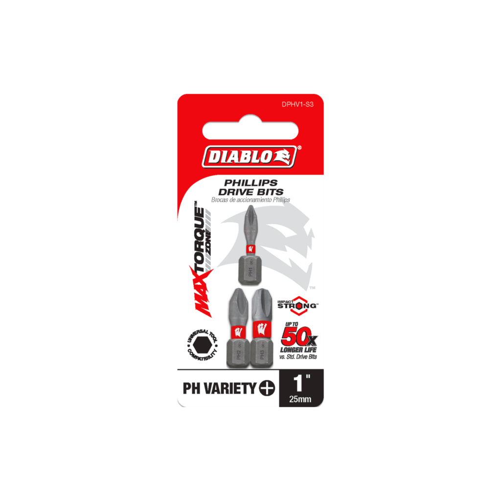 1" Assorted Phillips Drive Bits (3-Piece)