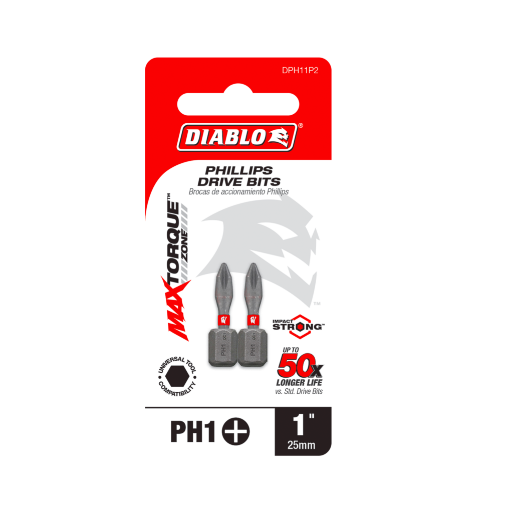 1" #1 Phillips Drive Bits (2-Pack)
