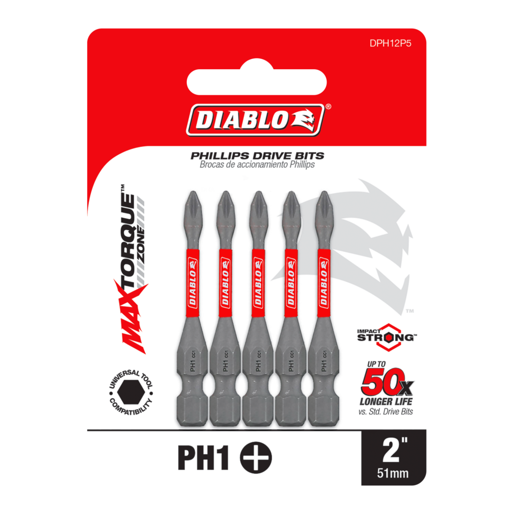 2" #1 Phillips Drive Bits (5-Pack)