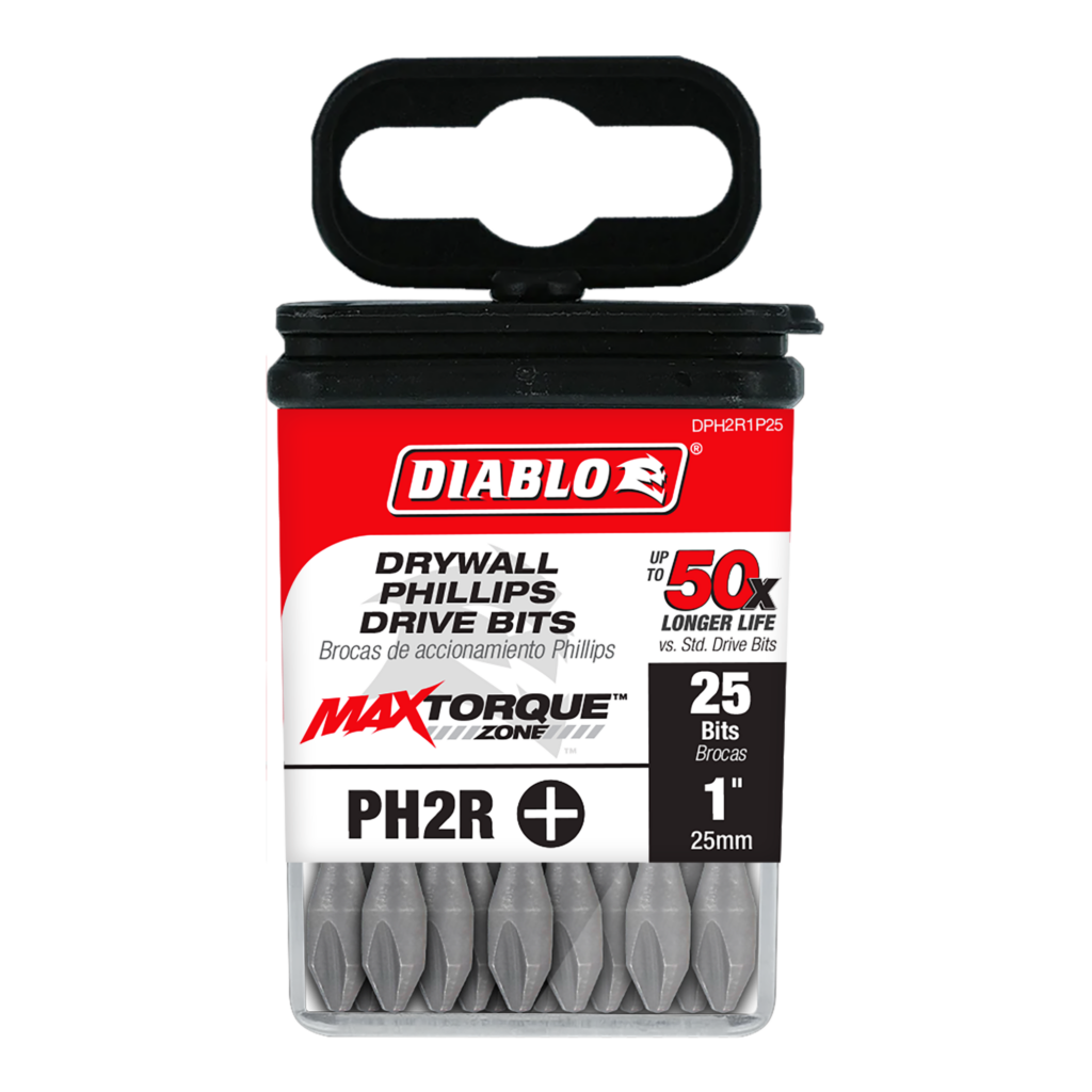 1" #2 Reduced Phillips Drive Bits for Drywall (25-Pack)