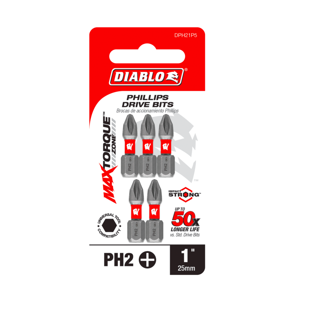 1" #2 Phillips Drive Bits (5-Pack)