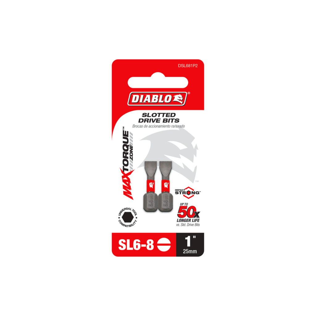 1" SL6-8 Slotted Drive Bits (2-Pack)
