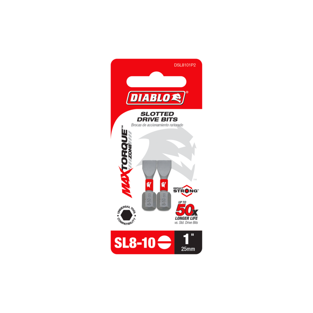 1" SL8-10 Slotted Drive Bits (2-Pack)