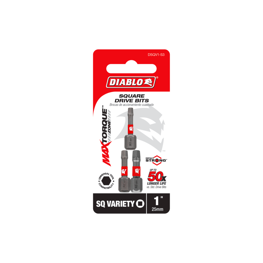 1" Assorted Square Drive Bits (3-Piece)
