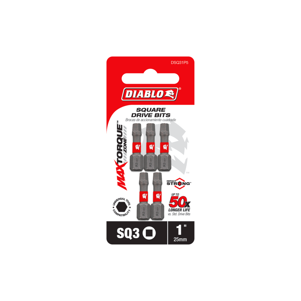 1" #3 Square Drive Bits (5-Pack)
