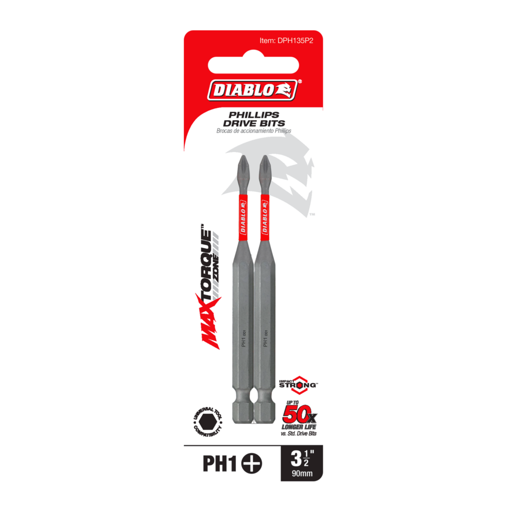 3-1/2" #1 Phillips Drive Bit (2-Pack)