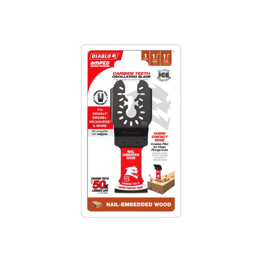 1-1/4" Diablo AMPED™ Demo Demon™ Carbide Teeth Oscillating Blade for Nail-Embedded Wood