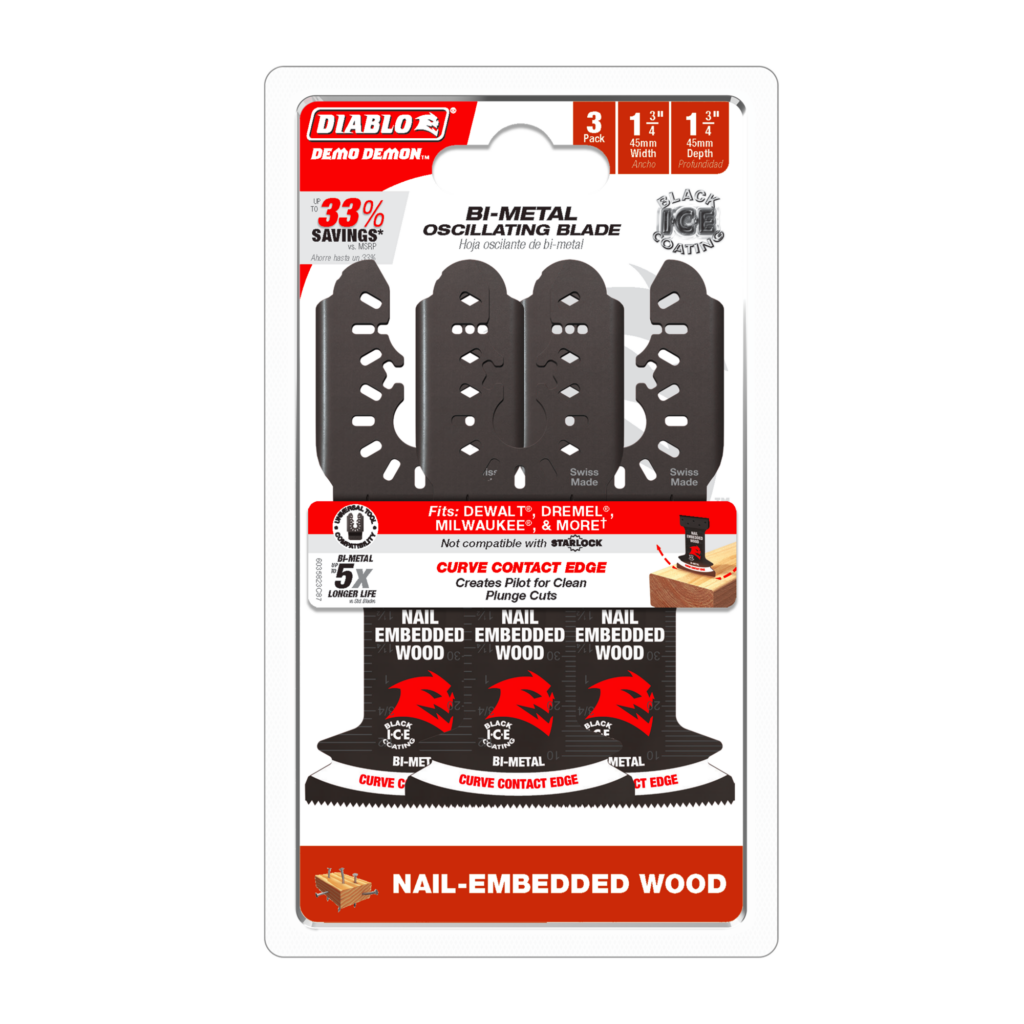 Diablo Demo Demon™ 1-3/4"  Starlock Bi-Metal Oscillating Blades for Clean Wood (3-Pack)