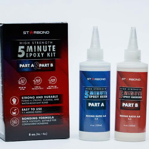 5-Minute Epoxy Kit - Easy 1:1 Ratio - (Includes Mixing Tools), 8 oz.