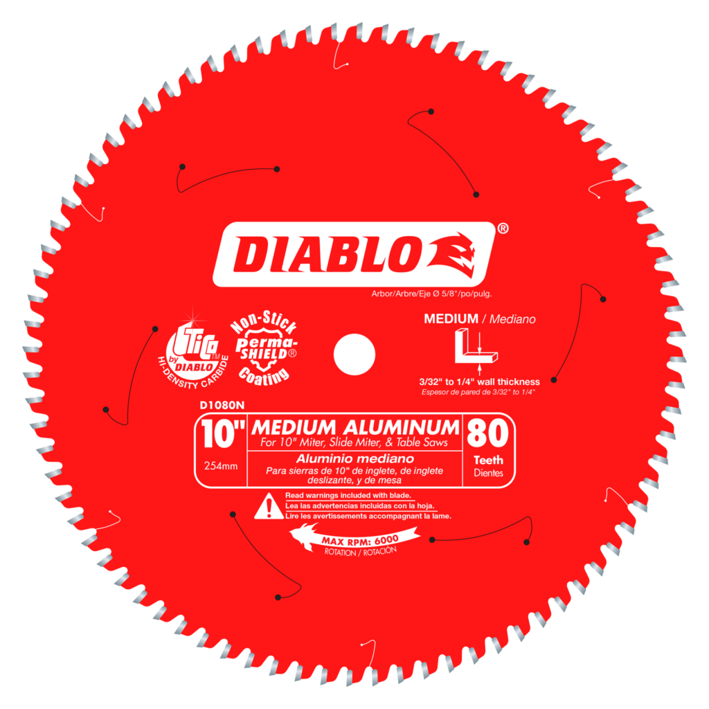 10" x 80-Teeth Saw Blade for Medium Aluminum