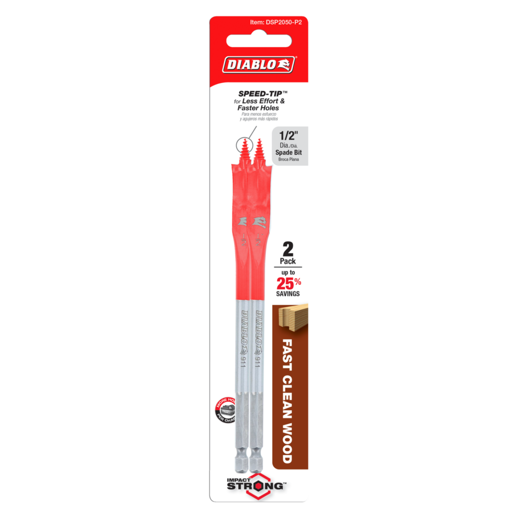 1/2" x 6" Spade Bits for Wood (2-Pack)