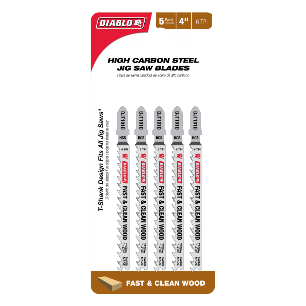 4" 6TPI High Carbon Steel Jig Saw Blades for Clean Wood (5-Pack)