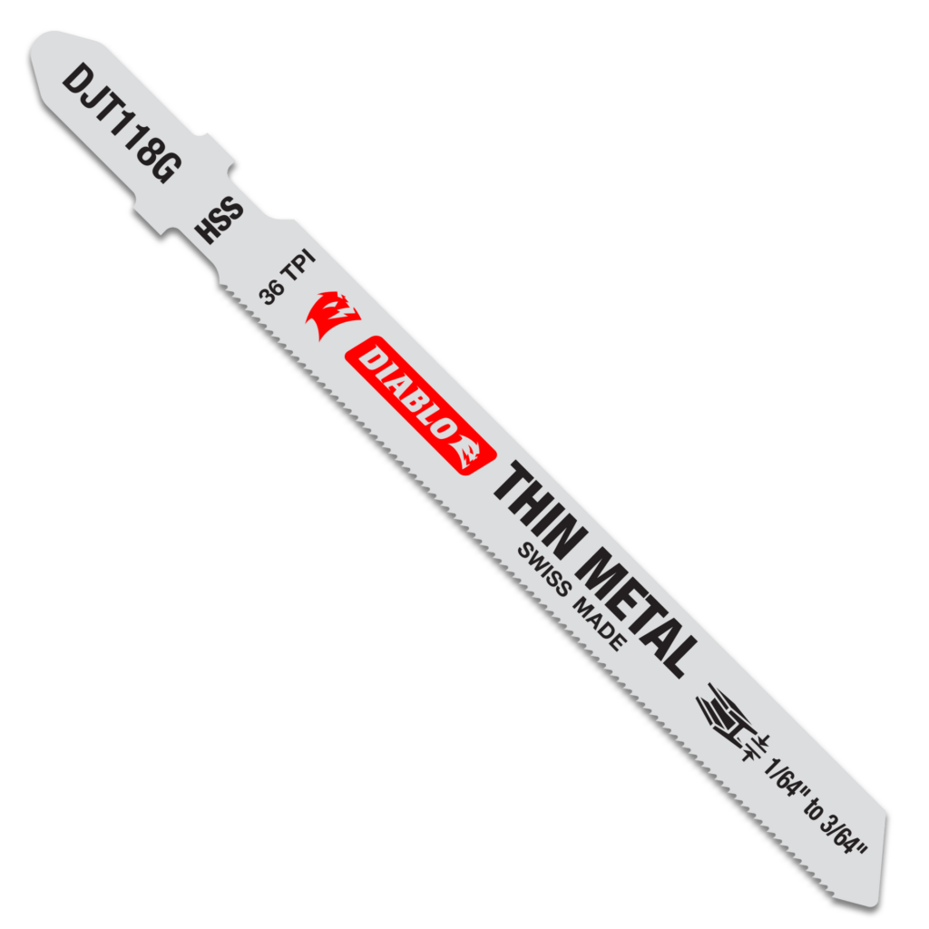 3-5/8" 36 TPI High Speed Steel T-Shank Jig Saw Blades for Thin Metal (5-Pack)