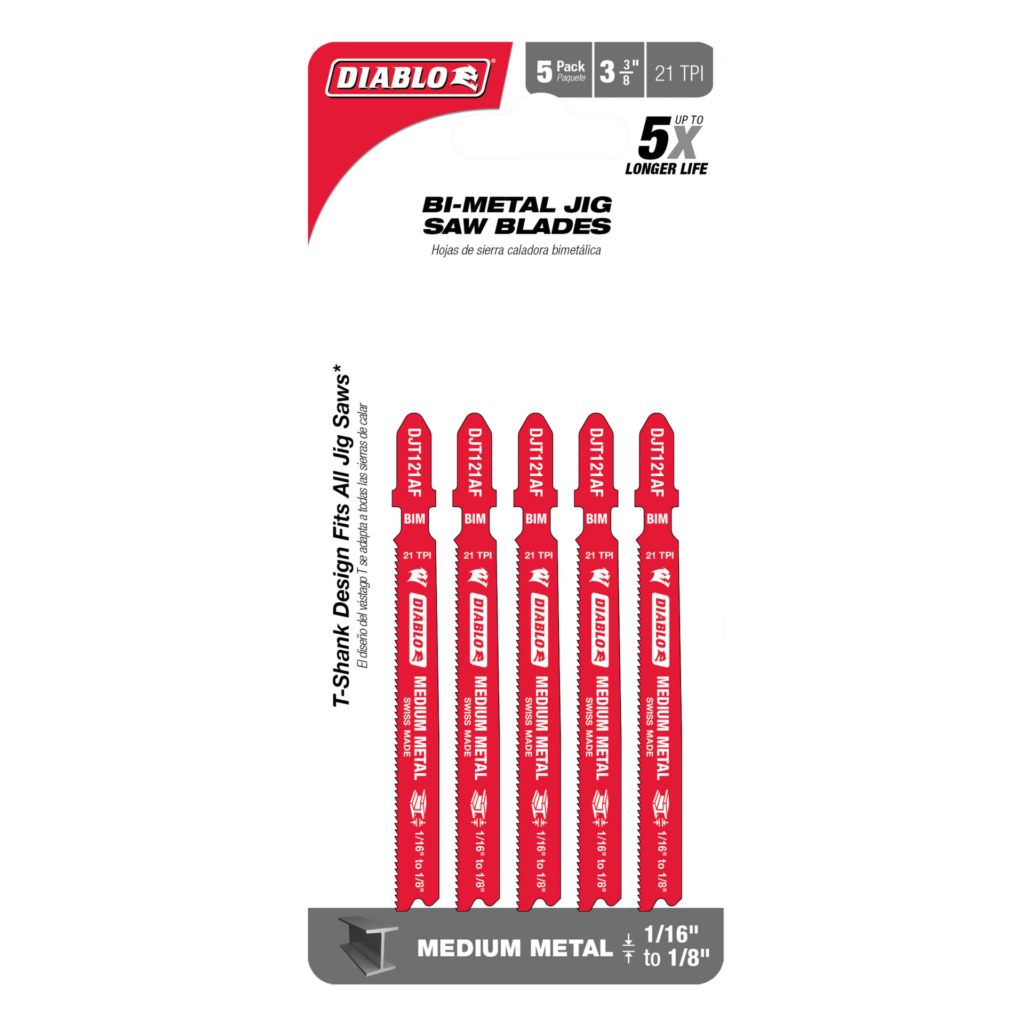 3-5/8" 21TPI Bi-Metal Jig Saw Blades for Medium Metal (5-Pack)