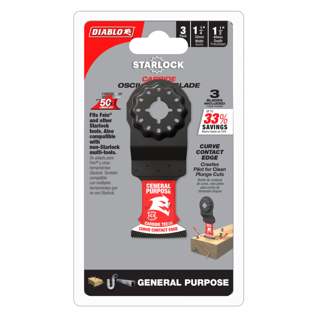 1-1/4" AMPED™ Demo Demon™ Starlock Carbide Teeth Oscillating Blades for General Purpose Cuts (3-Pack)