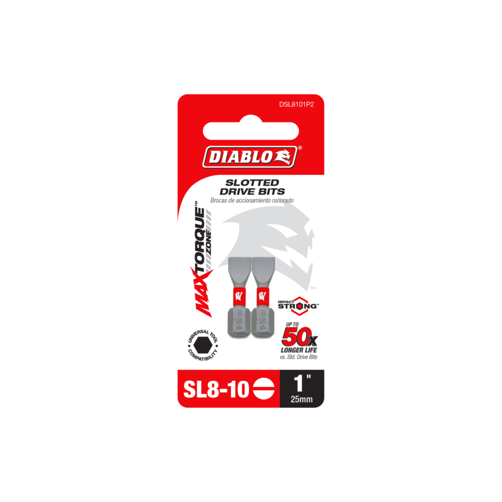 1" SL8-10 Slotted Drive Bits (2-Pack)
