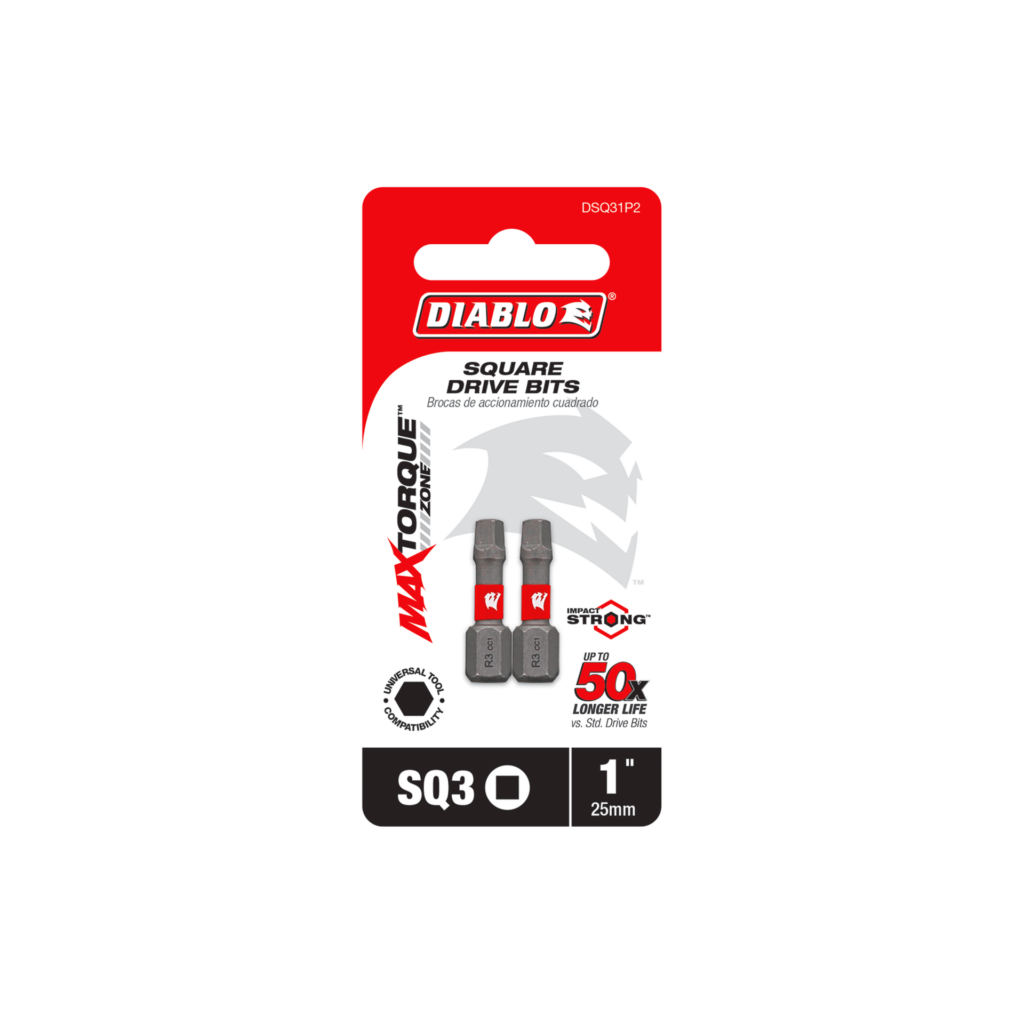 1" #3 Square Drive Bits (2-Pack)