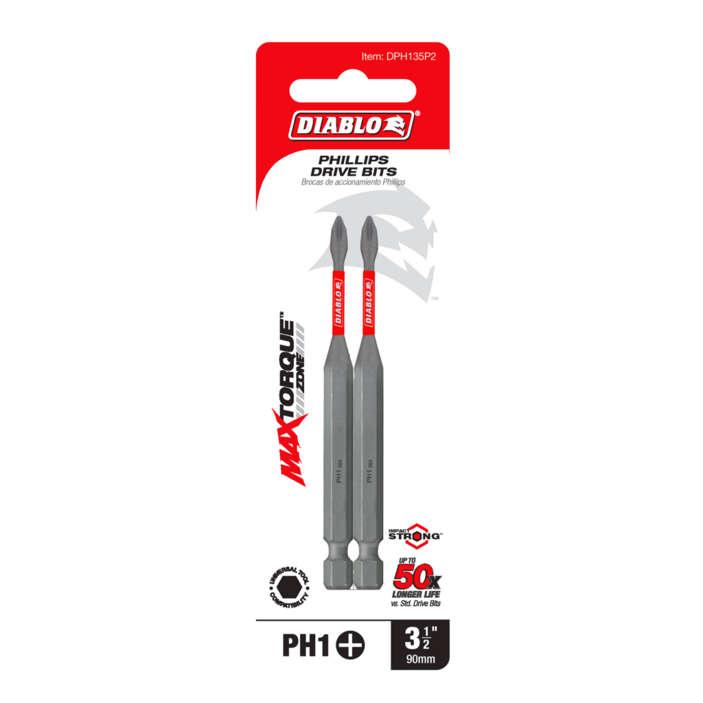 3-1/2" #1 Phillips Drive Bit (2-Pack)