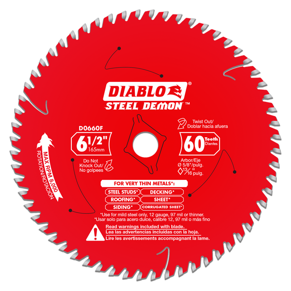 6-1/2" x 60-Tooth Steel Demon™ Saw Blade for Very Thin Mild Steels