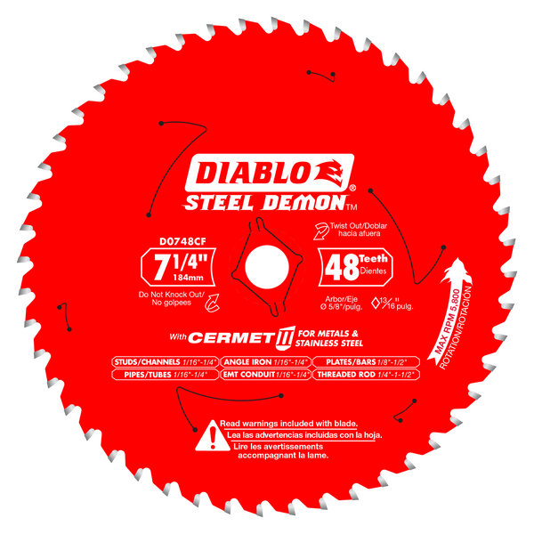 7-1/4" x 48-Teeth Steel Demon™ Cermet II Saw Blade for Medium Metal