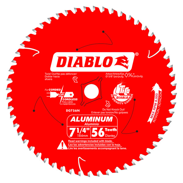 7-1/4" x 56 Tooth Thick Aluminum Cutting Saw Blade