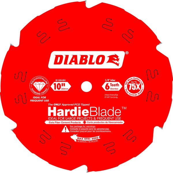 10" x 6-Teeth HardieBlade™ Saw Blade for Fiber Cement