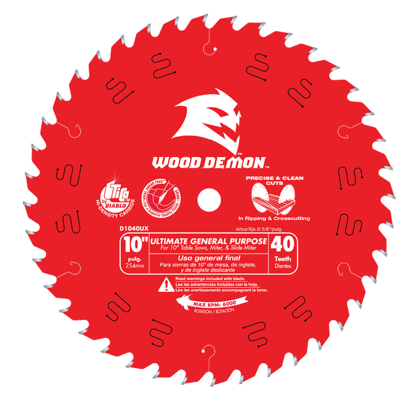 10" x 40-Teeth Wood Demon™ Ultimate General Purpose Carbide Saw Blade for Wood