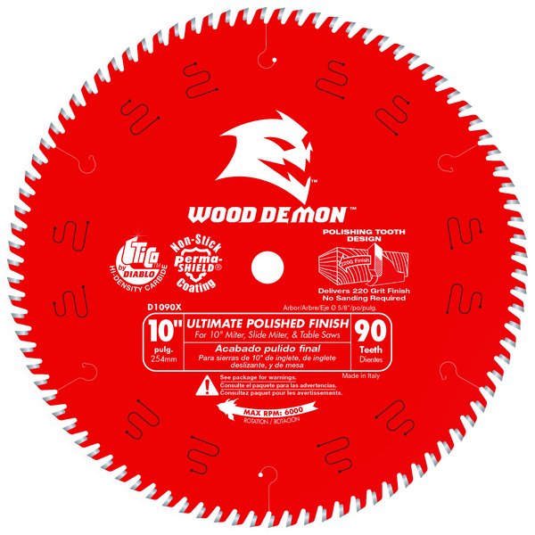 10" x 90-Teeth Ultimate Polished Finish Saw Blade for Wood