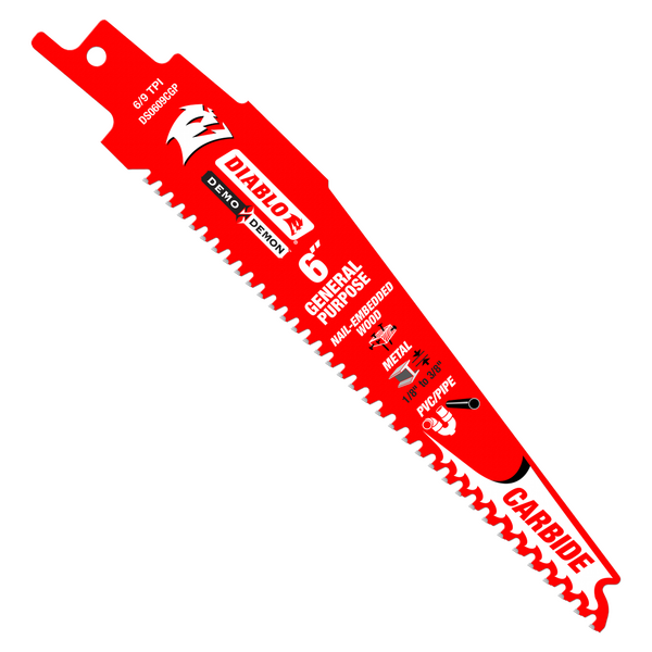 6" 6/9 TPI Demo Demon™ Carbide Teeth Reciprocating Saw Blades for General Purpose Cuts (3-Pack)