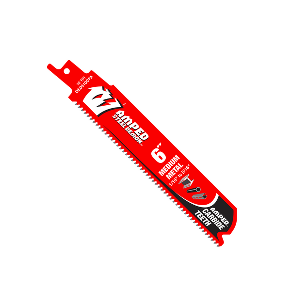 6" 10TPI AMPED™ Steel Demon™ Carbide Teeth Reciprocating Saw Blade for Medium Metal (3-Pack)