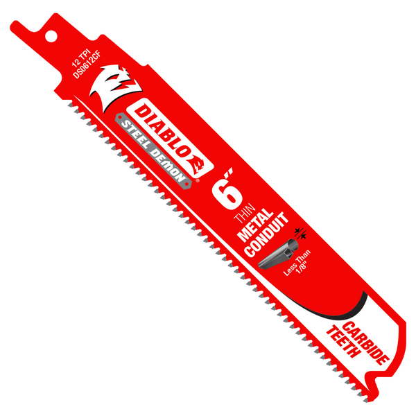 6" 12TPI Steel Demon™ Carbide Teeth Reciprocating Saw Blades for Thin Metal Conduit (3-Pack)