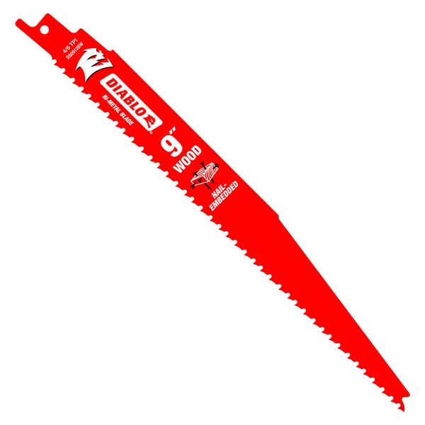 9" 4/6TPI Bi-Metal Reciprocating Saw Blades for Nail-Embedded Wood (5-Pack)