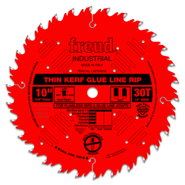 10" Industrial Thin Kerf Glue Line Ripping Blade